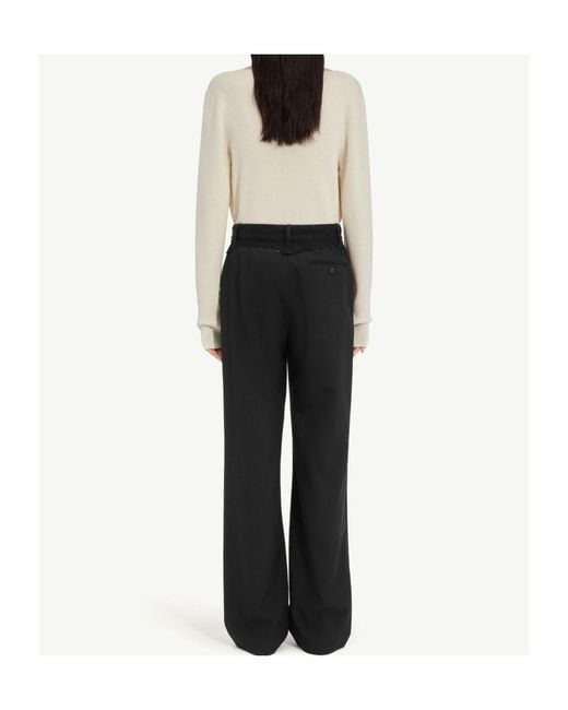 MM6 by Maison Margiela Black Tailored Trousers With Denim Waistband