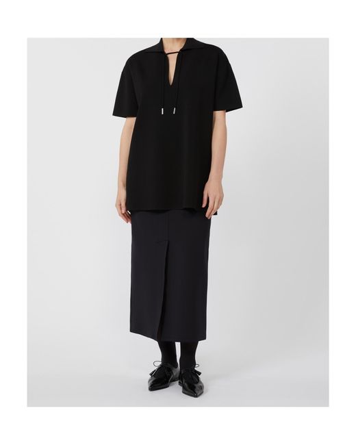 Max Mara Black Elea Front Slit Skirt