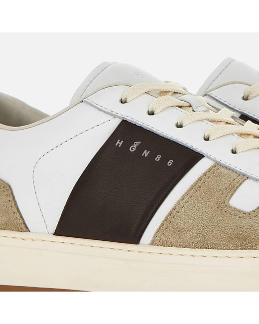 Hogan White H-Tv Logo Printed Panelled Sneakers for men