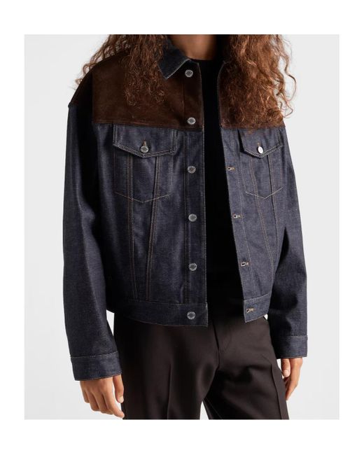 Prada Black Panelled Denim Jacket for men