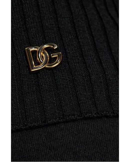Dolce & Gabbana Black Dg Logo Plaque Turtleneck Sweater