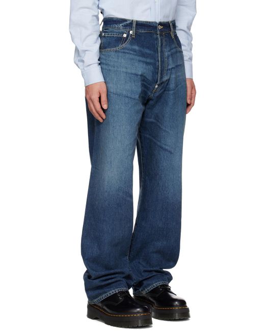 KENZO Blue Suisen Wide-Leg Relaxed-Fit Jeans for men