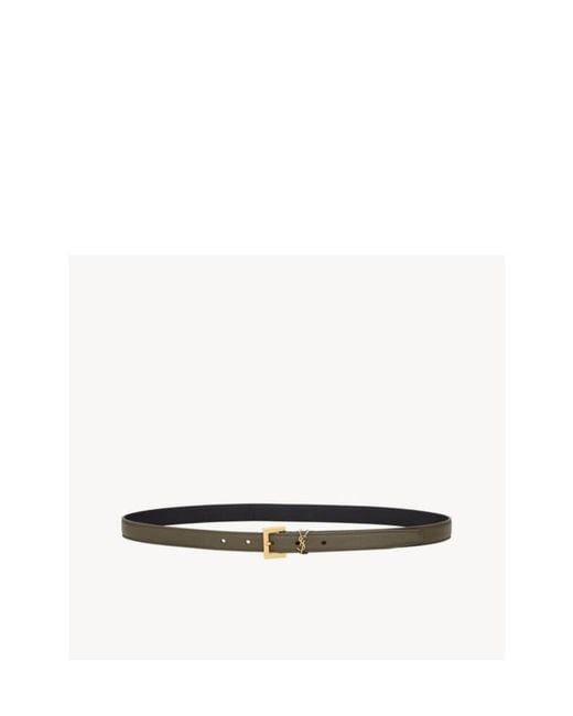 Saint Laurent White Cassandre Thin Belt