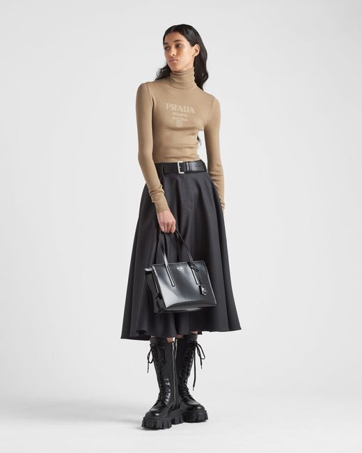 Prada Natural Superfine Wool Turtleneck Sweater