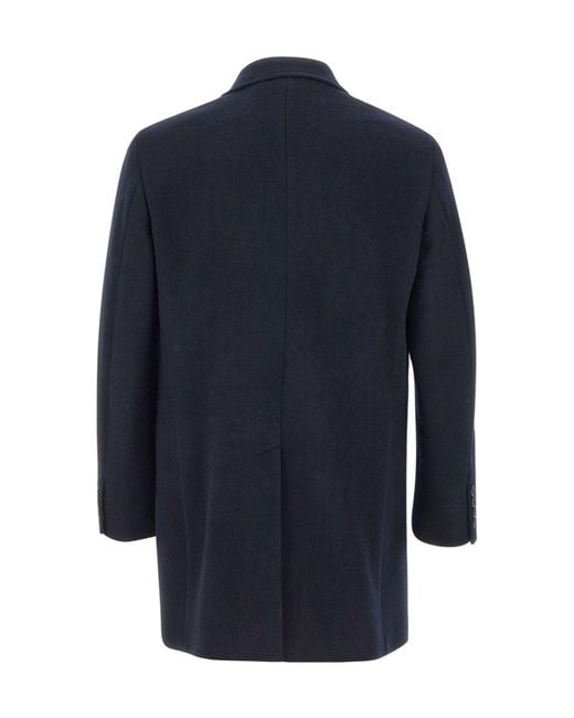 Manuel Ritz Blue Single-Breasted Tailored Coat for men