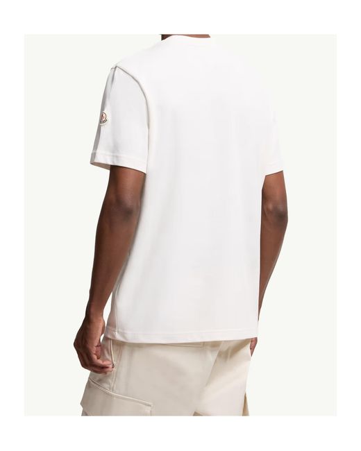 Moncler White Logo Patch Crewneck T-Shirt for men