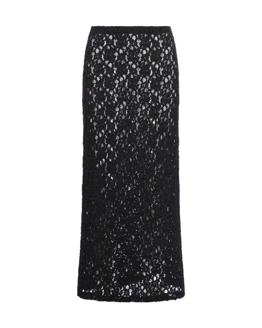 Chloé Black Chloé Floral Lace Detailed Midi Skirt
