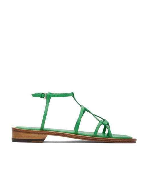 Low Classic Green Open-Toe Heeled Sandals