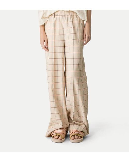 Forte_forte White Loosefit Tartan Trousers