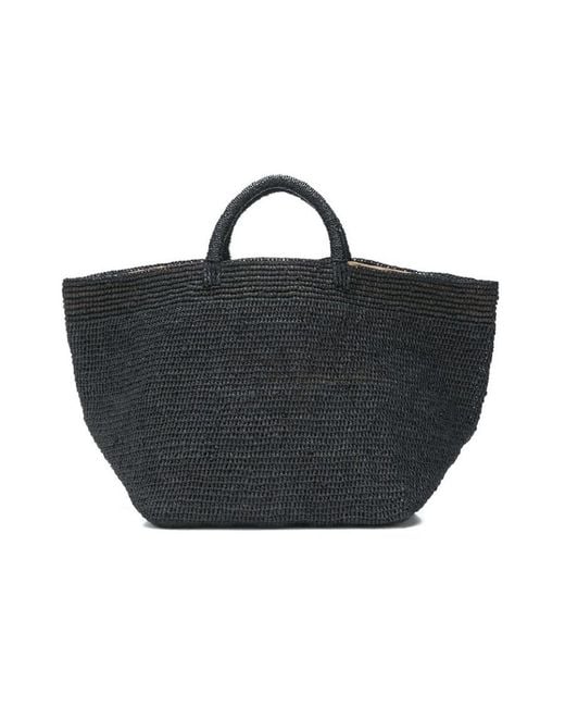 IBELIV Black Vanilla Woven Top Handle Bag