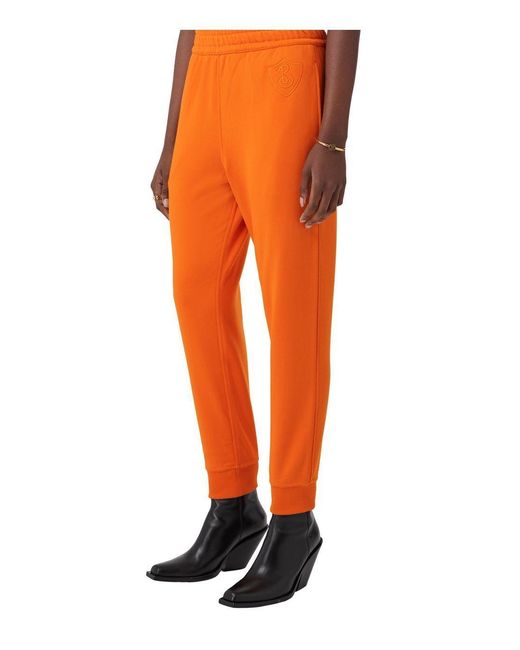 Burberry Orange Logo Embroidered Track Pants
