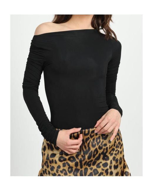 Alberta Ferretti Black Slim-Fit Long-Sleeved Bodysuit
