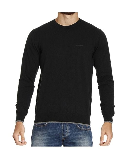 Armani Jeans Black Round-Necked Logo Pullover for men