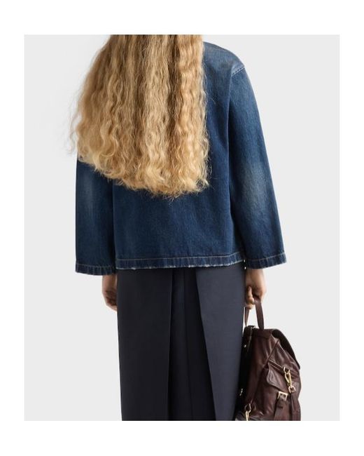 Prada Blue Washed Denim Blouson Jacket