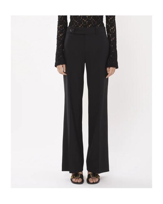 Chloé Black Pleat-Detailing High-Waist Trousers
