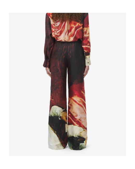 McQueen Red All-Over Printed Trousers