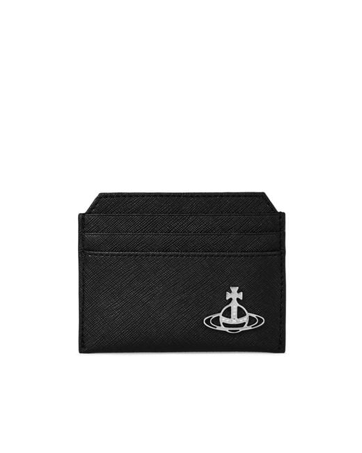 Vivienne Westwood Black Textured Leather Milano Orb Card Holder for men