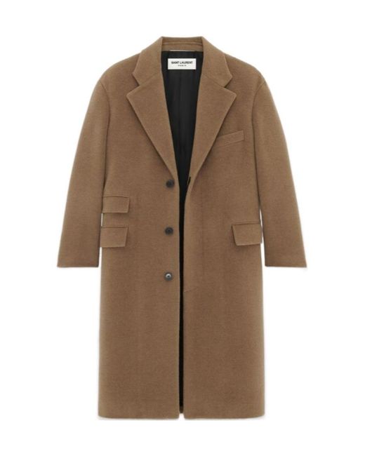 Saint Laurent Brown Single-Breasted Long-Sleeved Coat