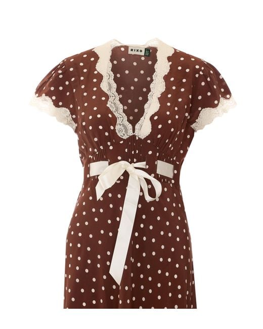 Rixo Brown V-Neck Dress