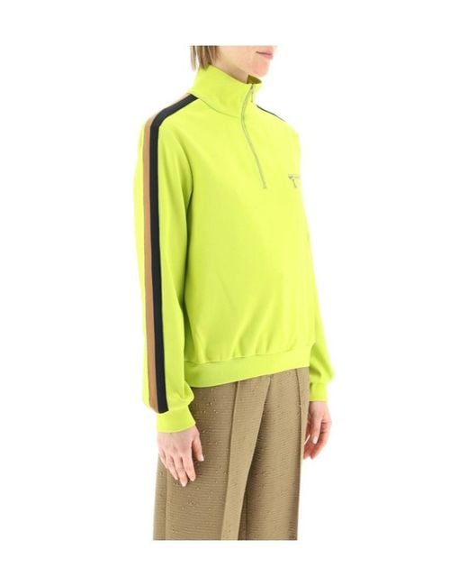 Tory Burch Yellow Side-Stripe Detail Sweatshirt