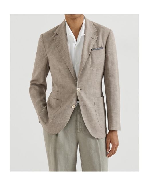 Brunello Cucinelli Brown Single Breasted Tailored Jacket for men
