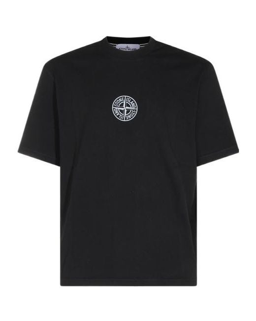Stone Island Black Logo-Print Crew-Neck T-Shirt for men