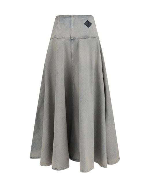 Haikure Gray Thea Light Space Buttoned Midi Skirt