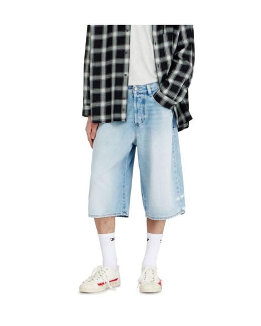 DIESEL Blue D-Enim-M Distressed Denim Shorts for men