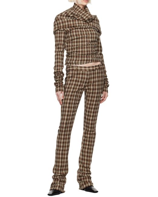 Acne Brown Check Tailored Trousers