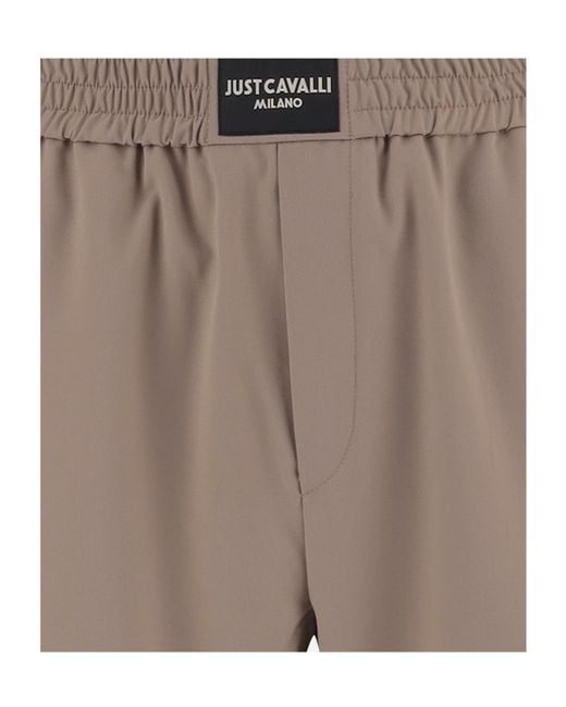 Just Cavalli Gray Elastic Waist Straight-Leg Pants for men