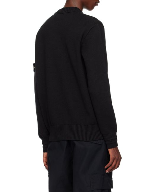 Stone Island Black Logo Patch Crewneck Jumper for men