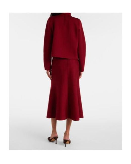 Carolina Herrera Red Floral Jacquard Cotton And Wool Sweater