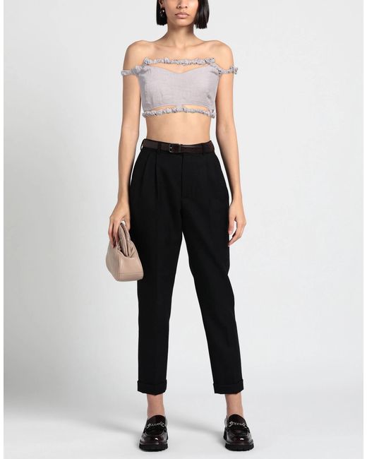 Ganni White Deep Neckline Crop Top