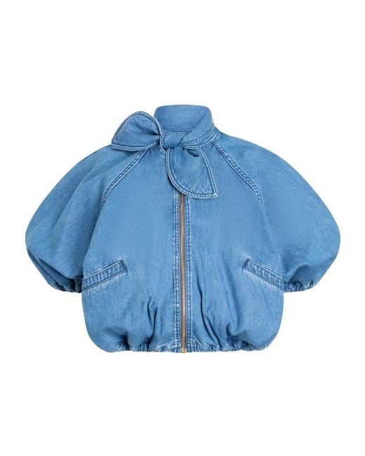 Patou Blue Knot-Detail Cropped Jacket