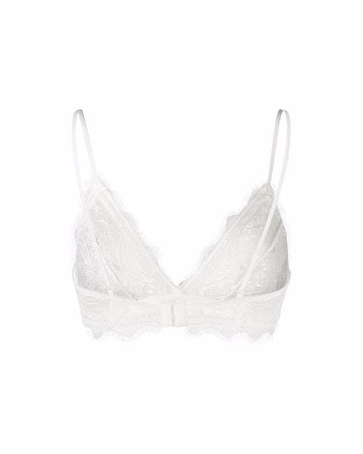 Anine Bing White Triangle Cup Sheer Lace Bra