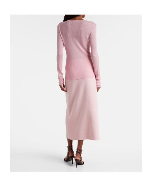 Khaite Pink Mosi Knitted Silk Top