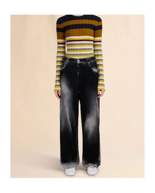 Marni Black Logo Patch Straight-Leg Jeans