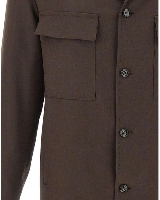 Briglia 1949 Brown Long-Sleeve Button-Up Jacket for men