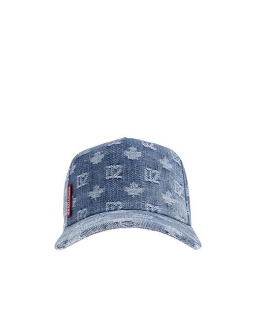 DSquared² Blue D2 Monogram Baseball Cap for men