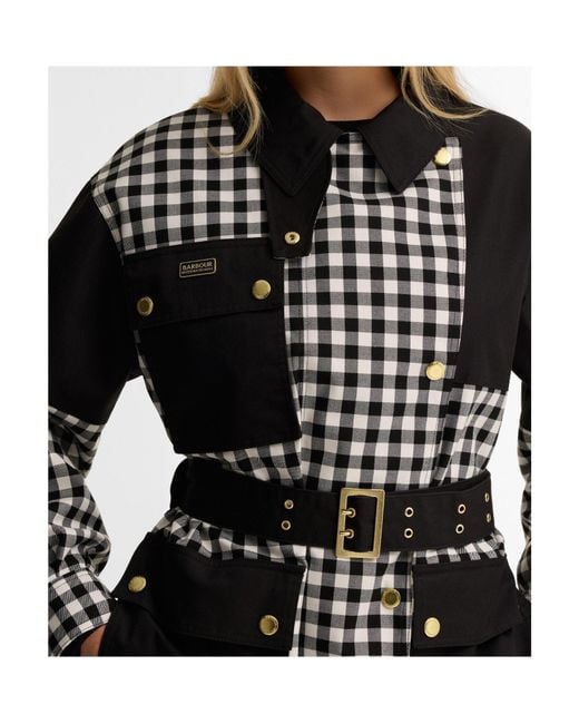 Barbour Black Gingham Spliced Belted Coat
