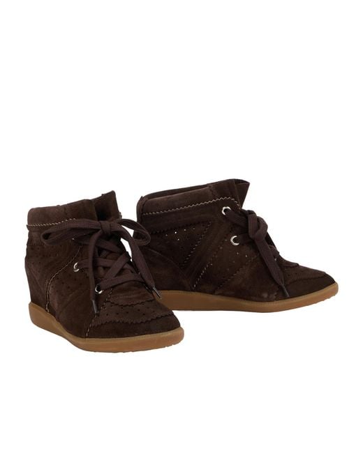 Isabel Marant Brown Bobby Lace-Up Wedge Sneakers
