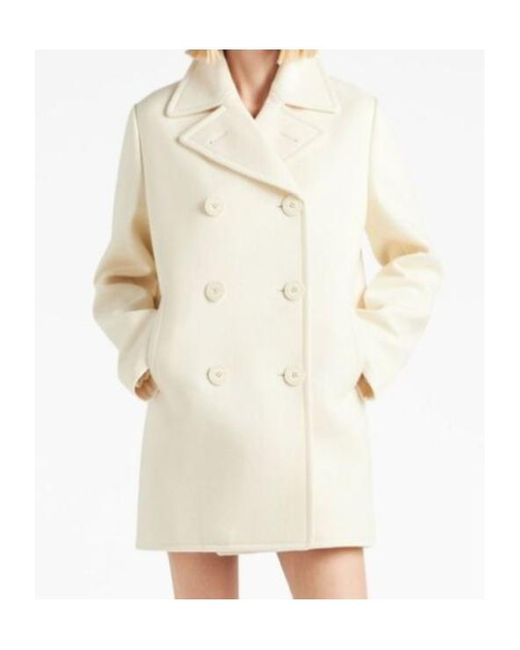 Prada White Double-Breasted Long-Sleeved Coat