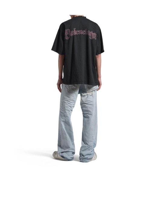 Balenciaga Black Graphic Printed Crewneck T-Shirt for men