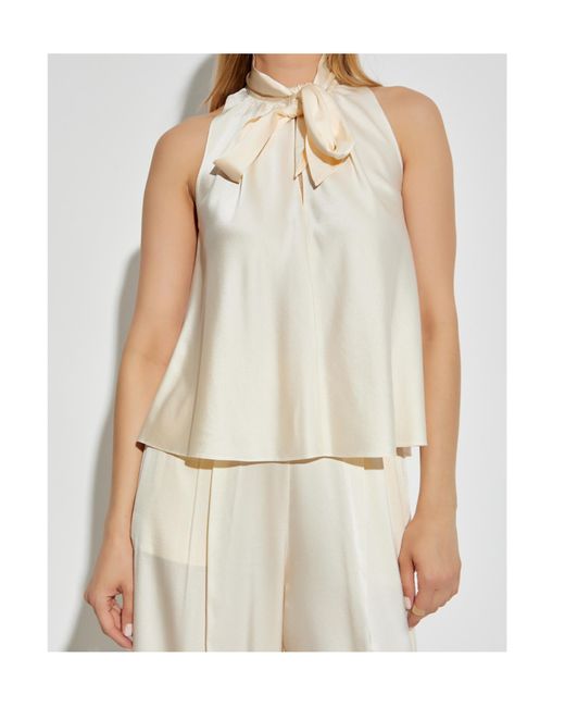 Forte_forte White Tie-Neck Sleeveless Top
