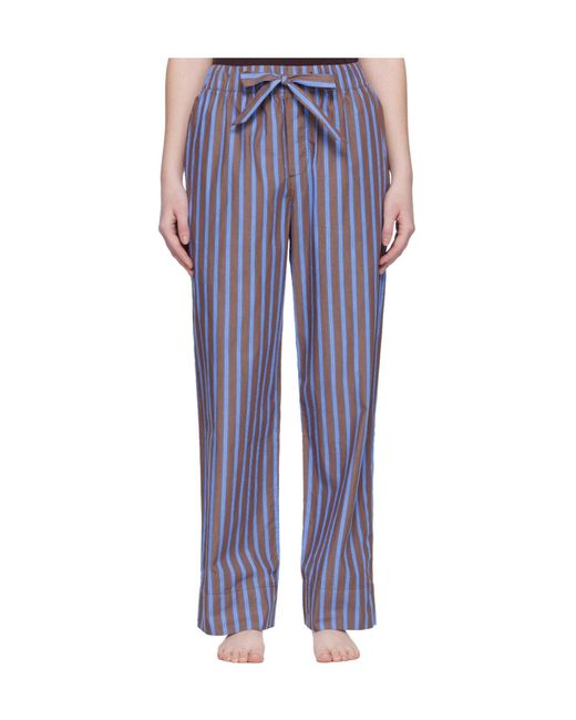 Tekla Blue Drawstring Striped Pajama Pants for men