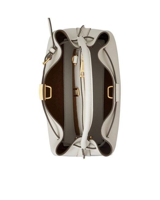 Tod's White T-Plaque Belt Detail Tote Bag