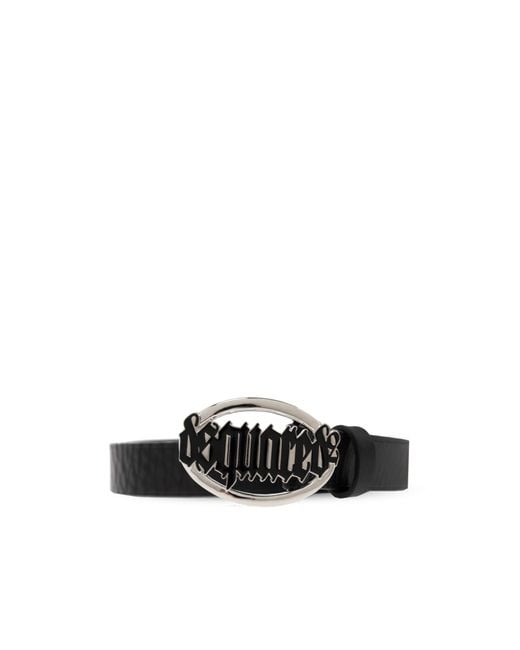 DSquared² White Logo Plaque Buckle Belt
