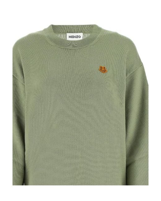 KENZO Green Tiger-Patch Jumper