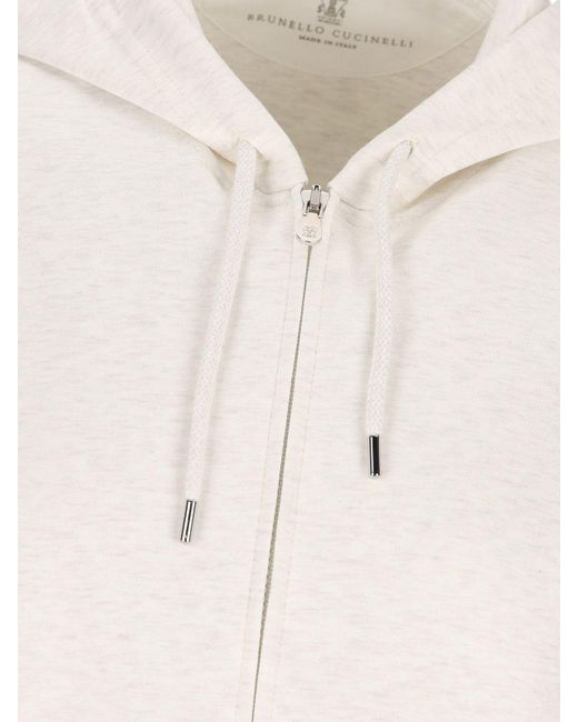 Brunello Cucinelli White Zipped Jacket for men