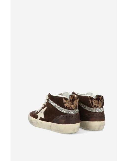 Golden Goose Deluxe Brand Brown Mid Star Glittered Sneakers